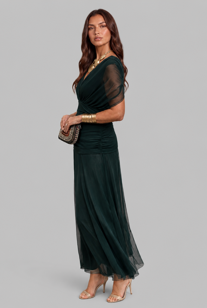 Women's Chiffon Maxi Dress with V-Neck Audrey Calvero