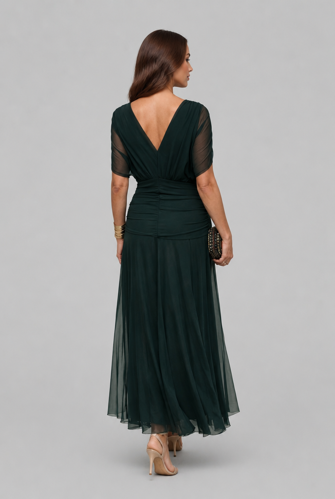 Women's Chiffon Maxi Dress with V-Neck Audrey Calvero