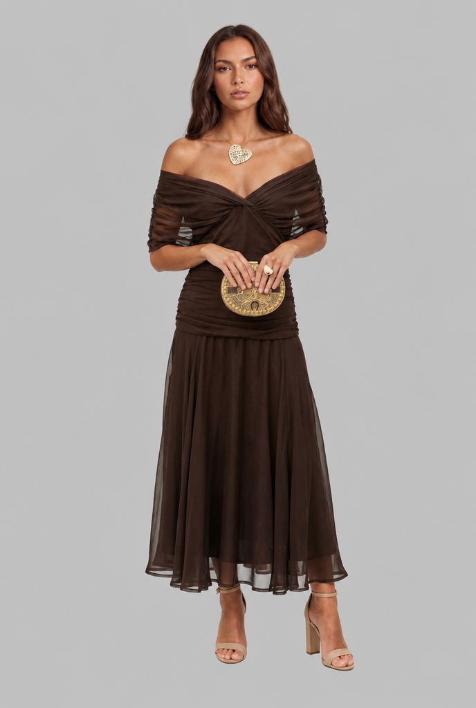 Women's Chiffon Maxi Dress with V-Neck Audrey Calvero