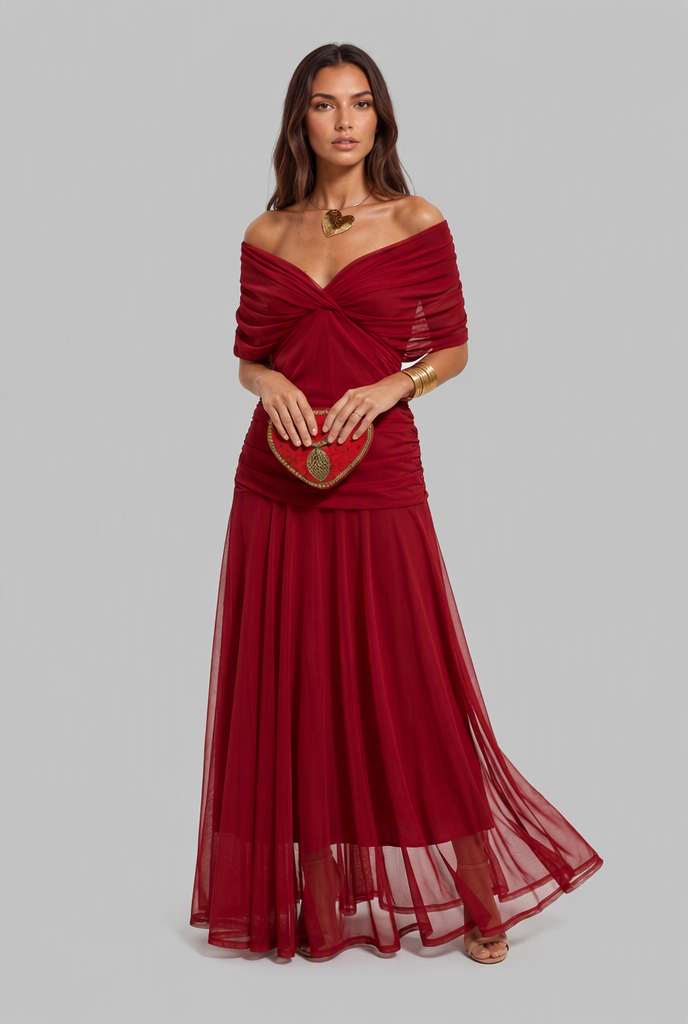 Women's Chiffon Maxi Dress with V-Neck Audrey Calvero
