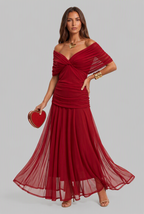 Women's Chiffon Maxi Dress with V-Neck Audrey Calvero