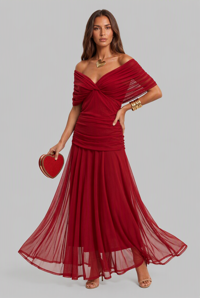 Women's Chiffon Maxi Dress with V-Neck Audrey Calvero