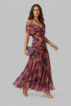 Women's Chiffon Maxi Dress with V-Neck Audrey Calvero