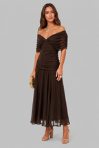 Women's Chiffon Maxi Dress with V-Neck Audrey Calvero