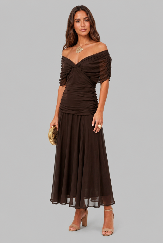 Women's Chiffon Maxi Dress with V-Neck Audrey Calvero