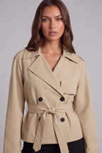 Cropped Trench Jacket with Belt Audrey Calvero