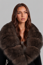 Belted Wool Coat with Fur Collar Audrey Calvero