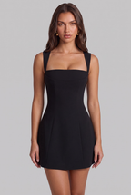Structured Mini Party Dress with Square Neck Audrey Calvero
