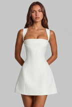 Structured Mini Party Dress with Square Neck Audrey Calvero