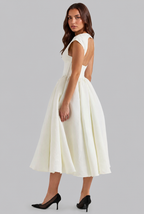 Structured Cap Sleeve Midi Dress Classic Occasion Dress Audrey Calvero