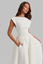 Structured Cap Sleeve Midi Dress Classic Occasion Dress Audrey Calvero