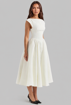 Structured Cap Sleeve Midi Dress Classic Occasion Dress Audrey Calvero