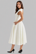 Structured Cap Sleeve Midi Dress Classic Occasion Dress Audrey Calvero