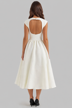 Structured Cap Sleeve Midi Dress Classic Occasion Dress Audrey Calvero