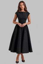 Structured Cap Sleeve Midi Dress Classic Occasion Dress Audrey Calvero