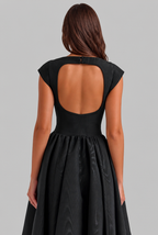 Structured Cap Sleeve Midi Dress Classic Occasion Dress Audrey Calvero