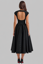 Structured Cap Sleeve Midi Dress Classic Occasion Dress Audrey Calvero