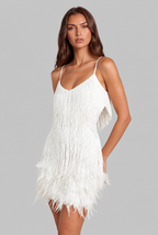 Sequin Mini Dress with Feather Trim Party and Evening Dress Audrey Calvero