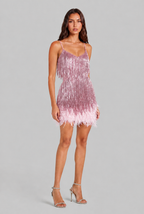 Sequin Mini Dress with Feather Trim Party and Evening Dress Audrey Calvero