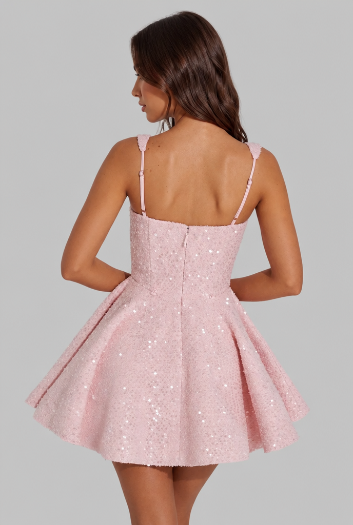Sparkly Dazzling Bow Mini Dress Audrey Calvero