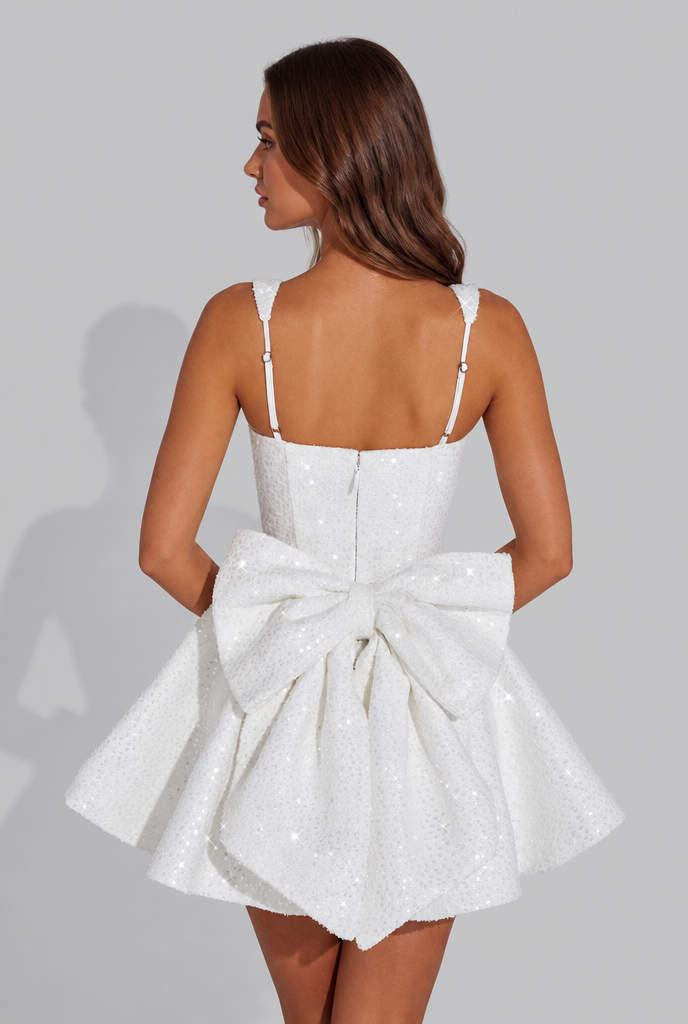 Sparkly Dazzling Bow Mini Dress Audrey Calvero