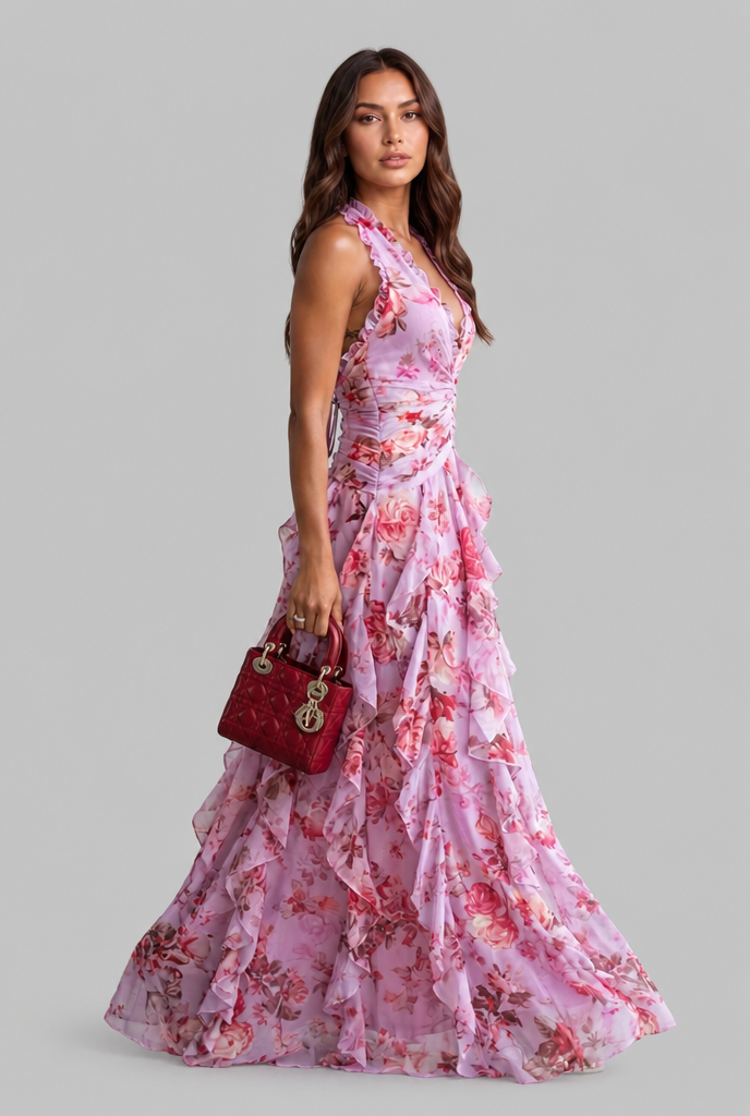 Floral Ruffle Maxi Dress Audrey Calvero