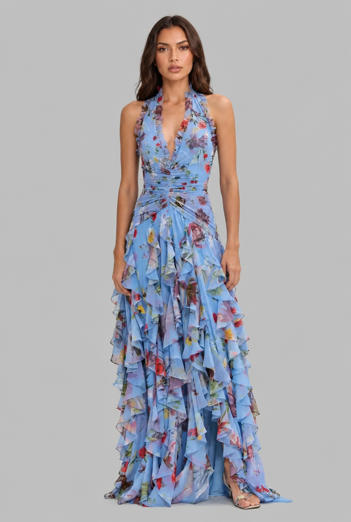 Floral Ruffle Maxi Dress Audrey Calvero