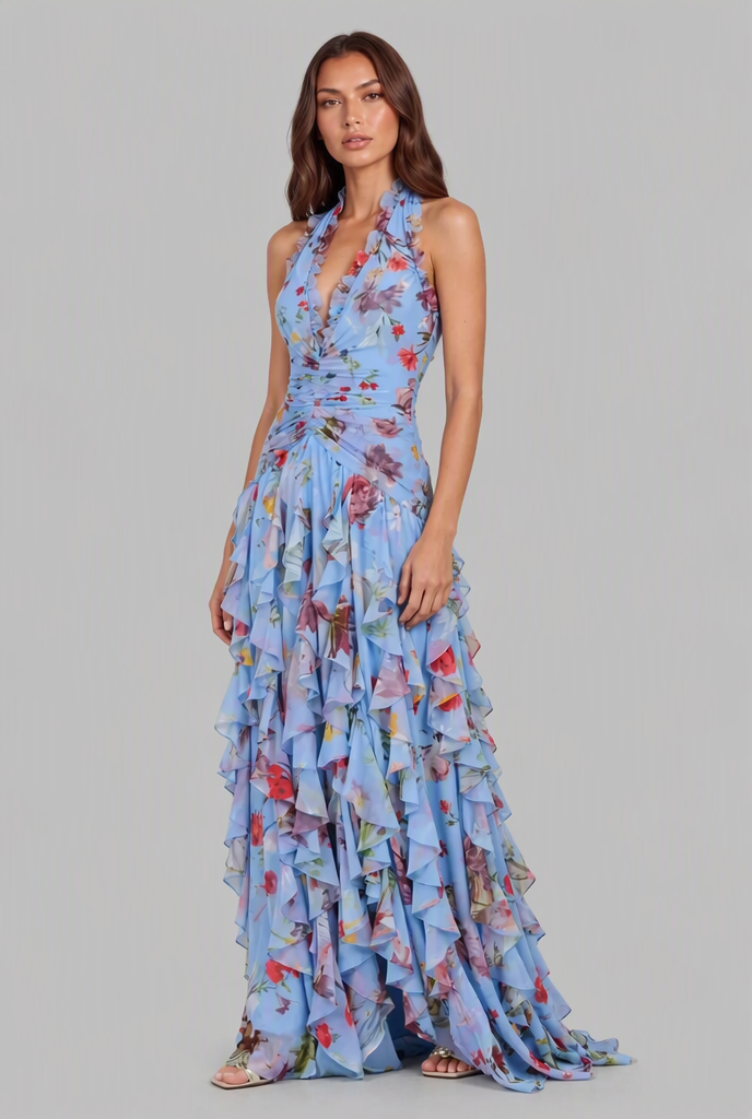 Floral Ruffle Maxi Dress Audrey Calvero