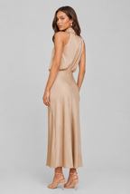 Satin Halter Midi Dress Audrey Calvero