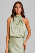 Satin Halter Midi Dress Audrey Calvero