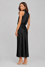 Satin Halter Midi Dress Audrey Calvero