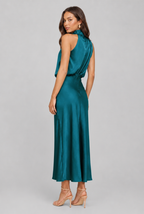 Satin Halter Midi Dress Audrey Calvero