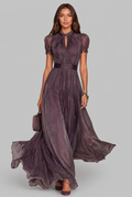 Lace Trim Chiffon Maxi Dress Audrey Calvero