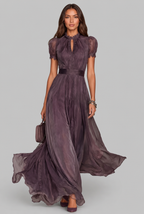 Lace Trim Chiffon Maxi Dress Audrey Calvero