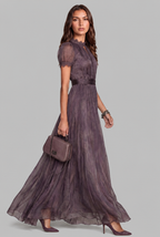 Lace Trim Chiffon Maxi Dress Audrey Calvero