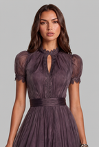 Lace Trim Chiffon Maxi Dress Audrey Calvero