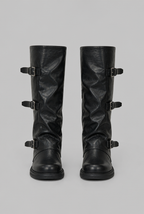 Buckle Biker Boots with Block Heel Audrey Calvero