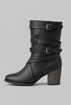 Buckle Ankle Boots with Block Heel Audrey Calvero