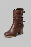 Buckle Ankle Boots with Block Heel Audrey Calvero