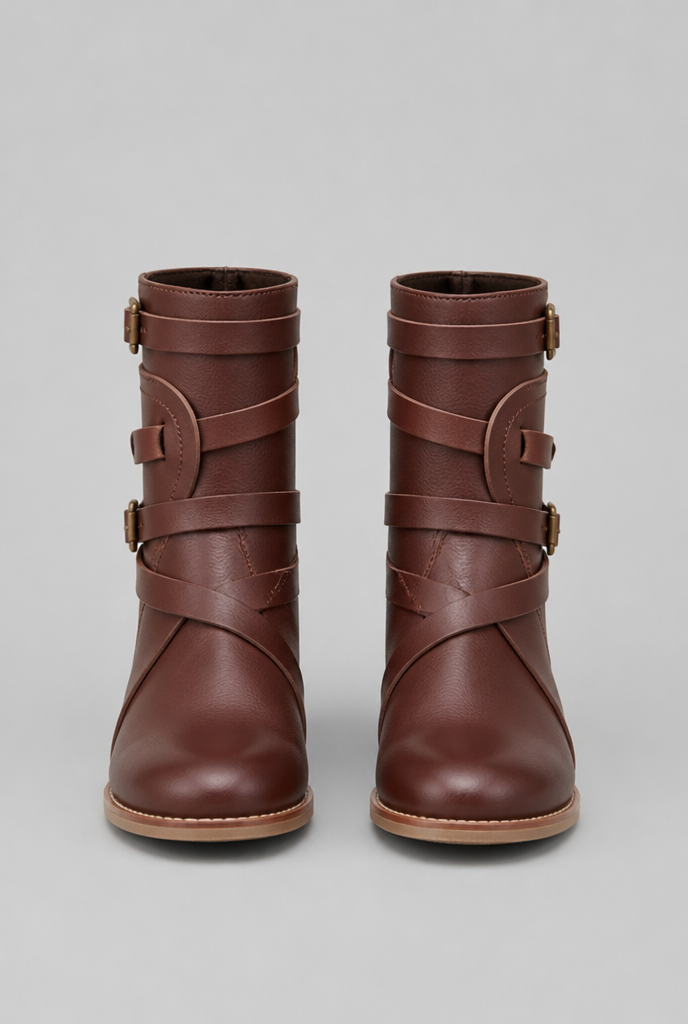Buckle Ankle Boots with Block Heel Audrey Calvero