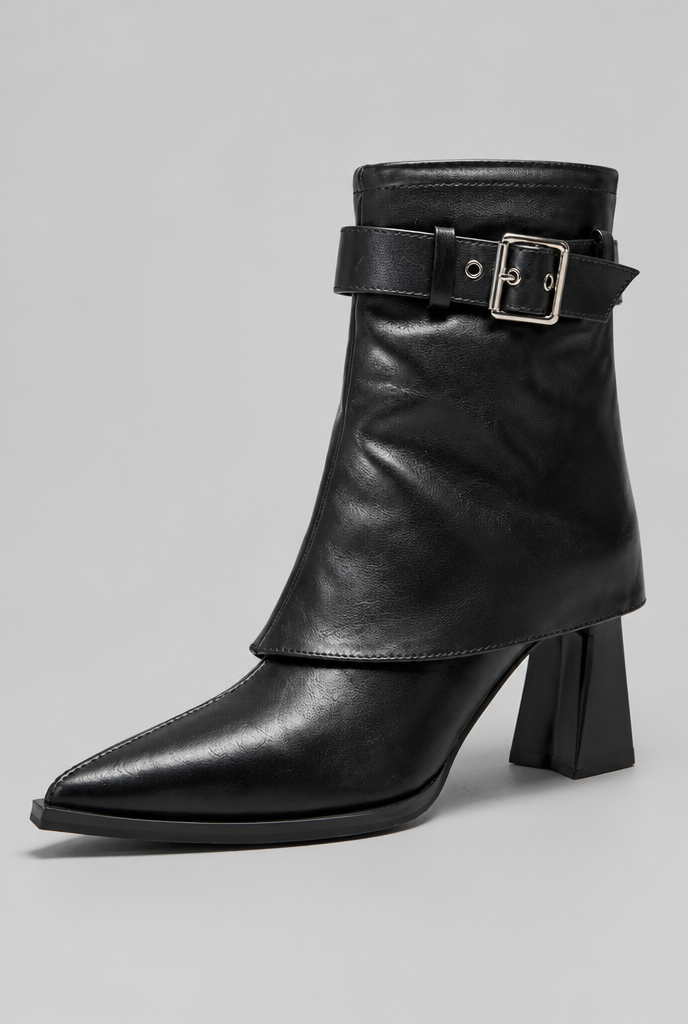 Pointed Toe Ankle Boots with Buckle Audrey Calvero