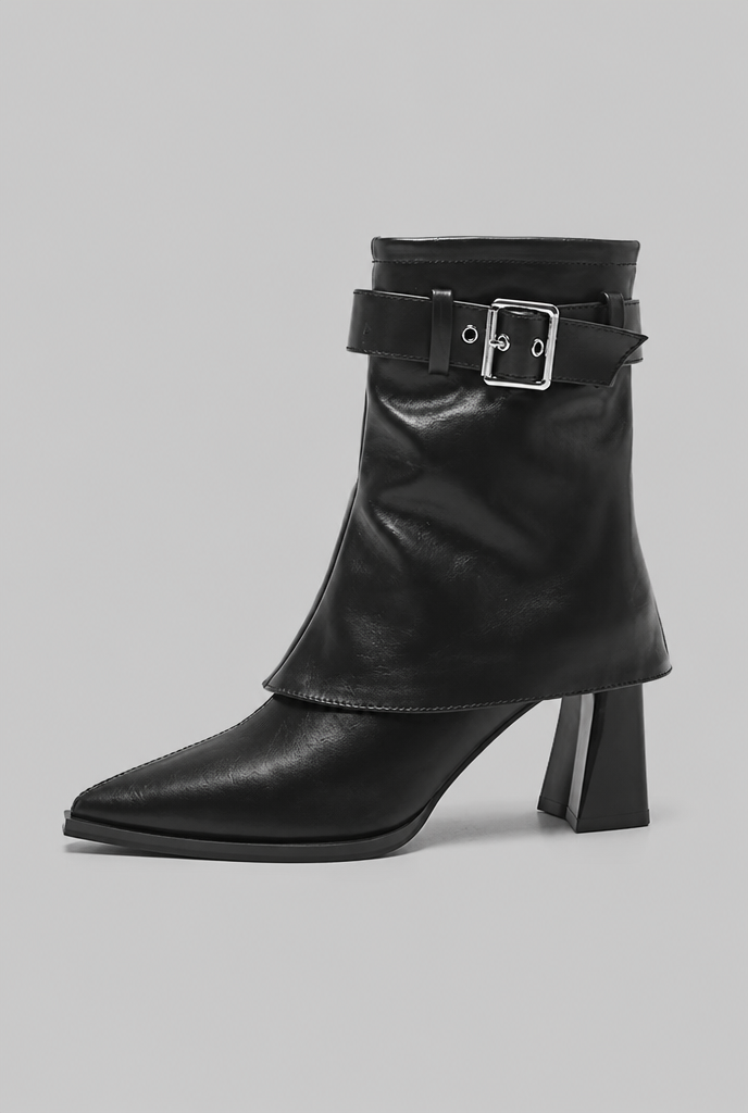 Pointed Toe Ankle Boots with Buckle Audrey Calvero