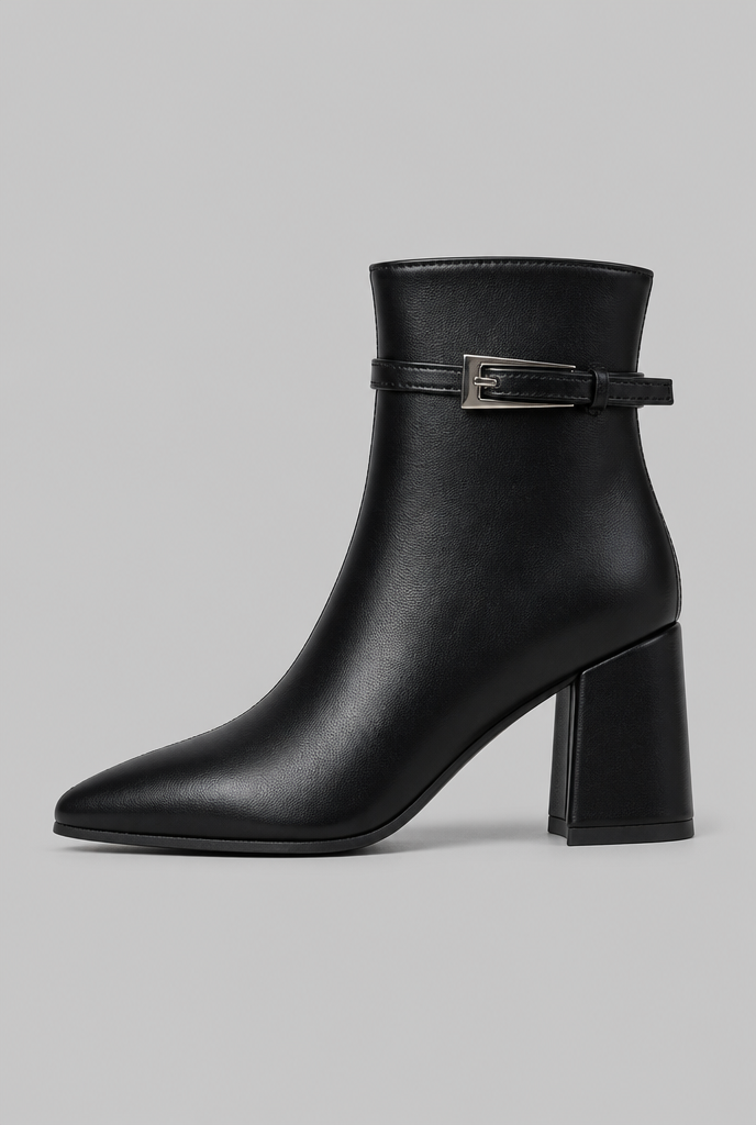 Pointed Toe Block Heel Ankle Boots Audrey Calvero