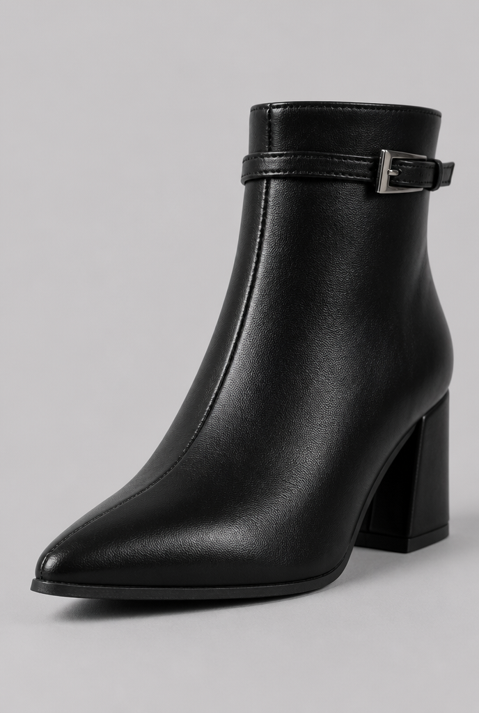 Pointed Toe Block Heel Ankle Boots Audrey Calvero
