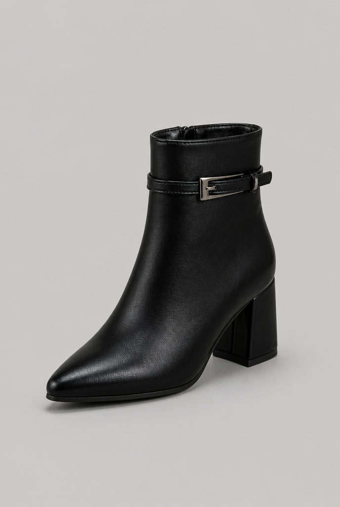 Pointed Toe Block Heel Ankle Boots Audrey Calvero
