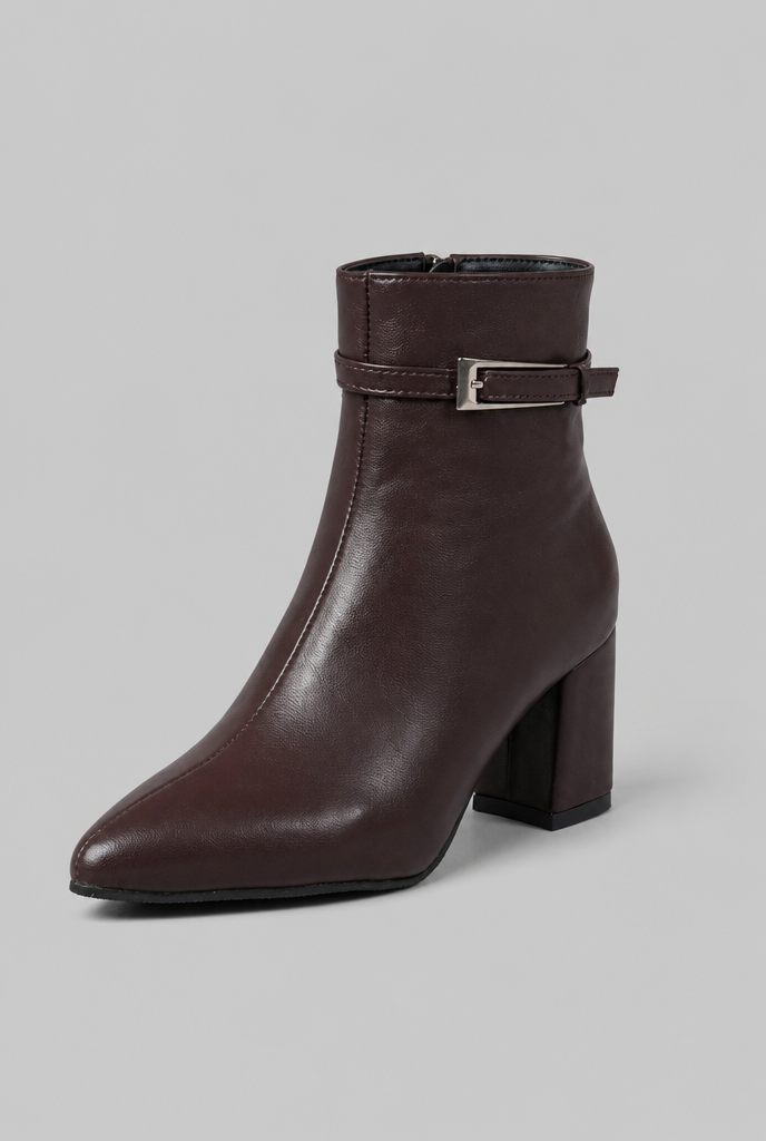 Pointed Toe Block Heel Ankle Boots Audrey Calvero