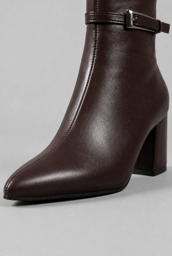 Pointed Toe Block Heel Ankle Boots Audrey Calvero