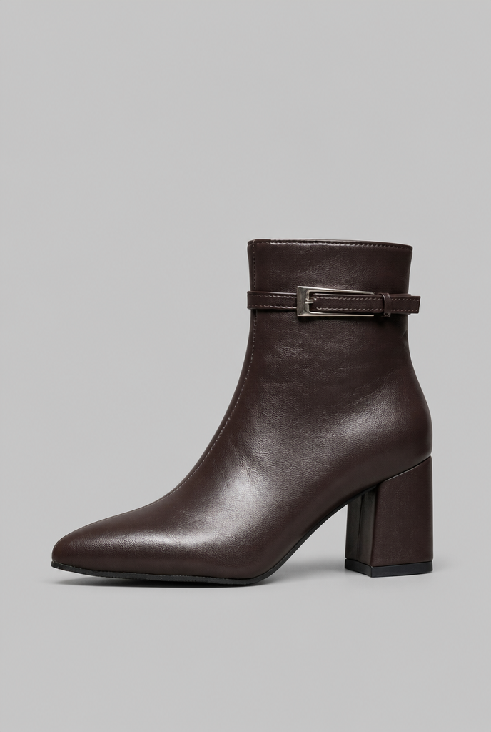 Pointed Toe Block Heel Ankle Boots Audrey Calvero