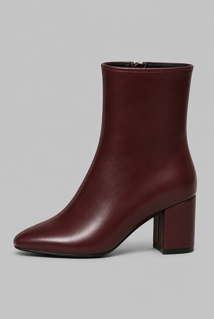Square Toe Ankle Boots with Block Heel Audrey Calvero