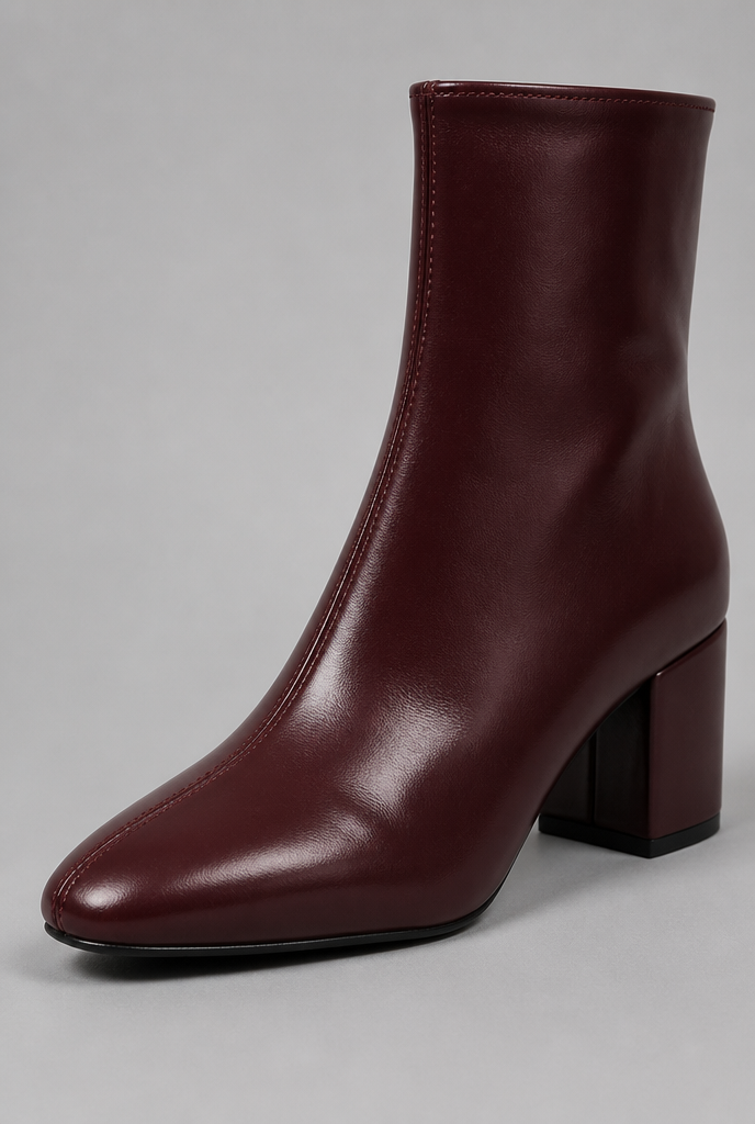 Square Toe Ankle Boots with Block Heel Audrey Calvero